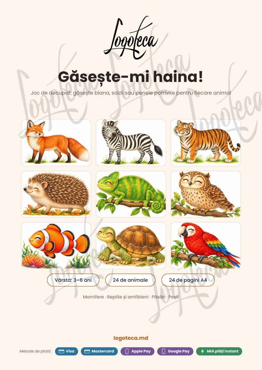 Copertă: Găsește-mi haina! – joc de decupat cu 24 de animale
