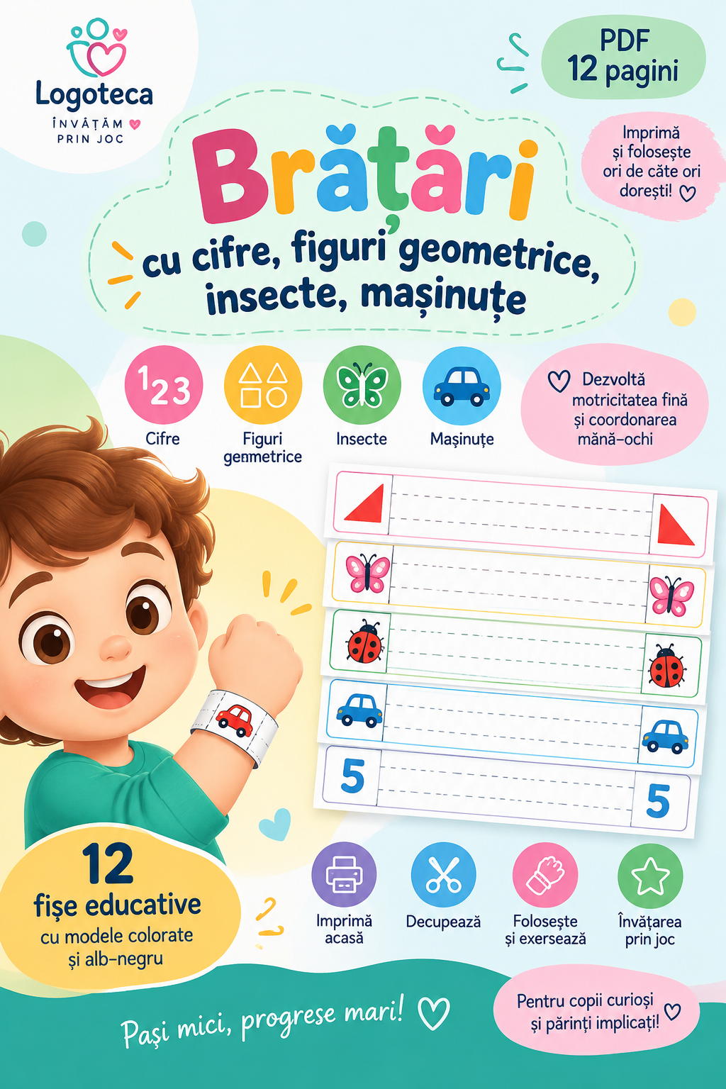 Copertă: Brățări cu cifre, figuri geometrice, insecte, mașinuțe